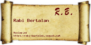 Rabi Bertalan névjegykártya